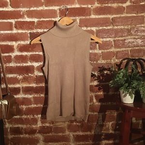 Tan Sleeveless Turtleneck